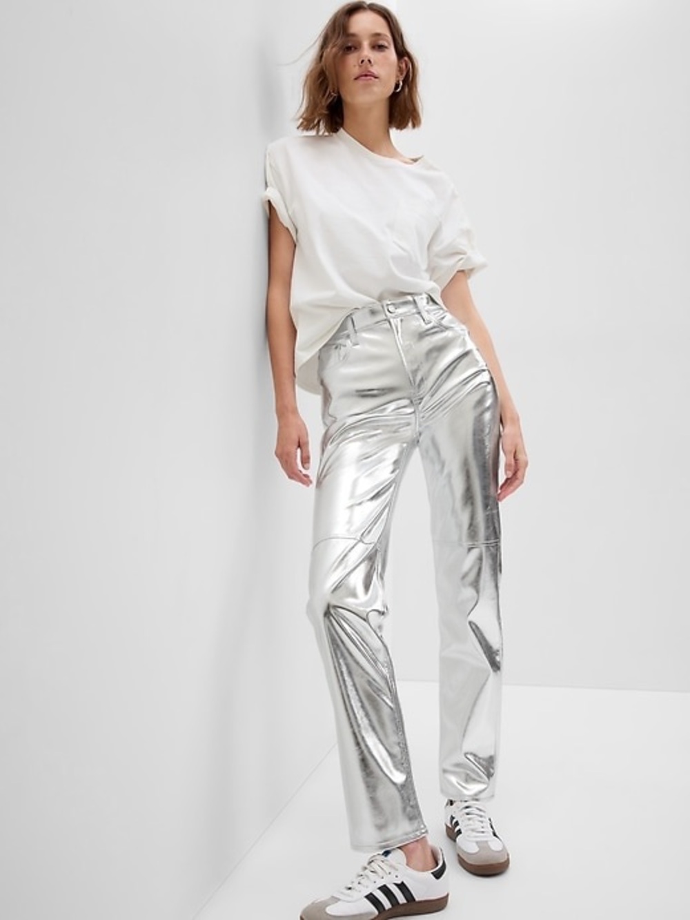 GAP Faux Leather Silver Pants